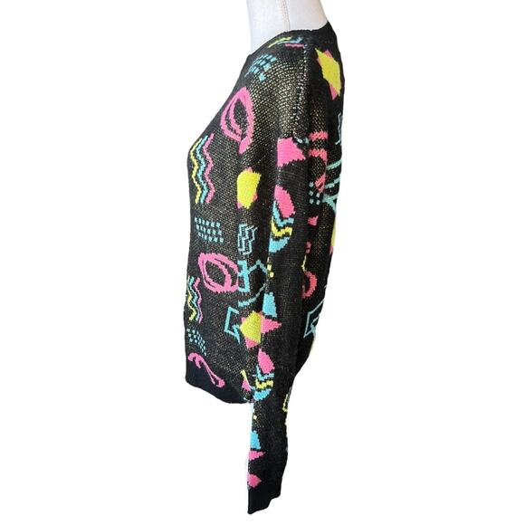 Super massive 80s retro multicolor geometric sweater - Picture 3 of 6